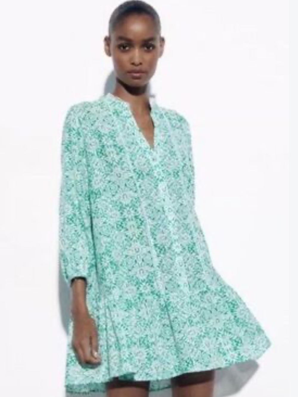 Zara Floral Print Mini Dress Size XL 100% cotton